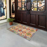 Flat Weave Kilim Antique Navaho Vintage handmade Geometric Kilim Beige Blue Hand-Woven Rectangle 100% Wool Area Rug 3x5